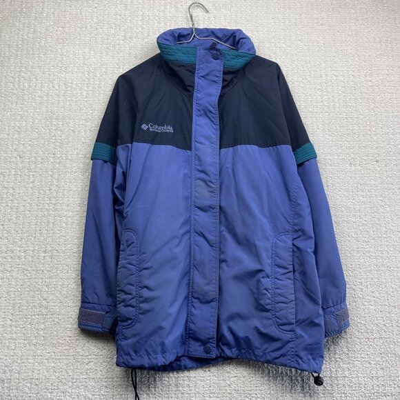 Vintage Columbia Windbreaker Jacket Women Size S Bugaboo Blue GreenPurple - Picture 13 of 16